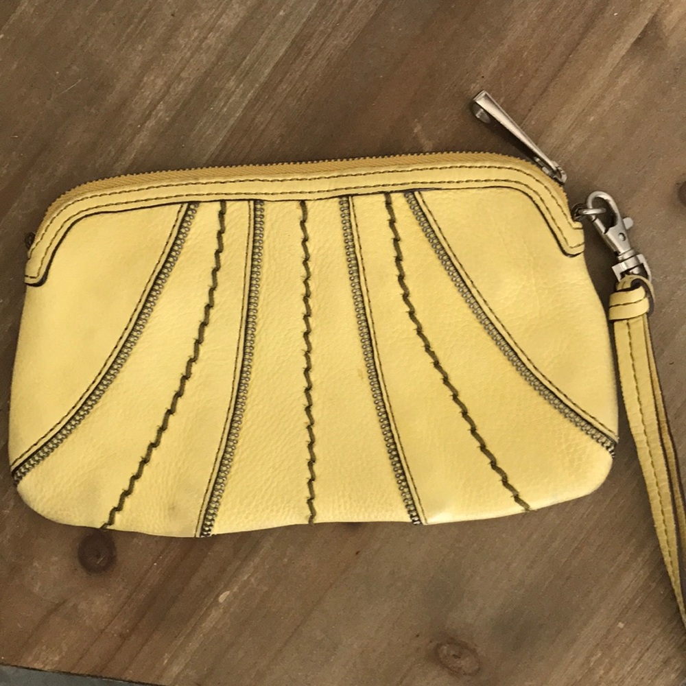Fossil leather wristlet